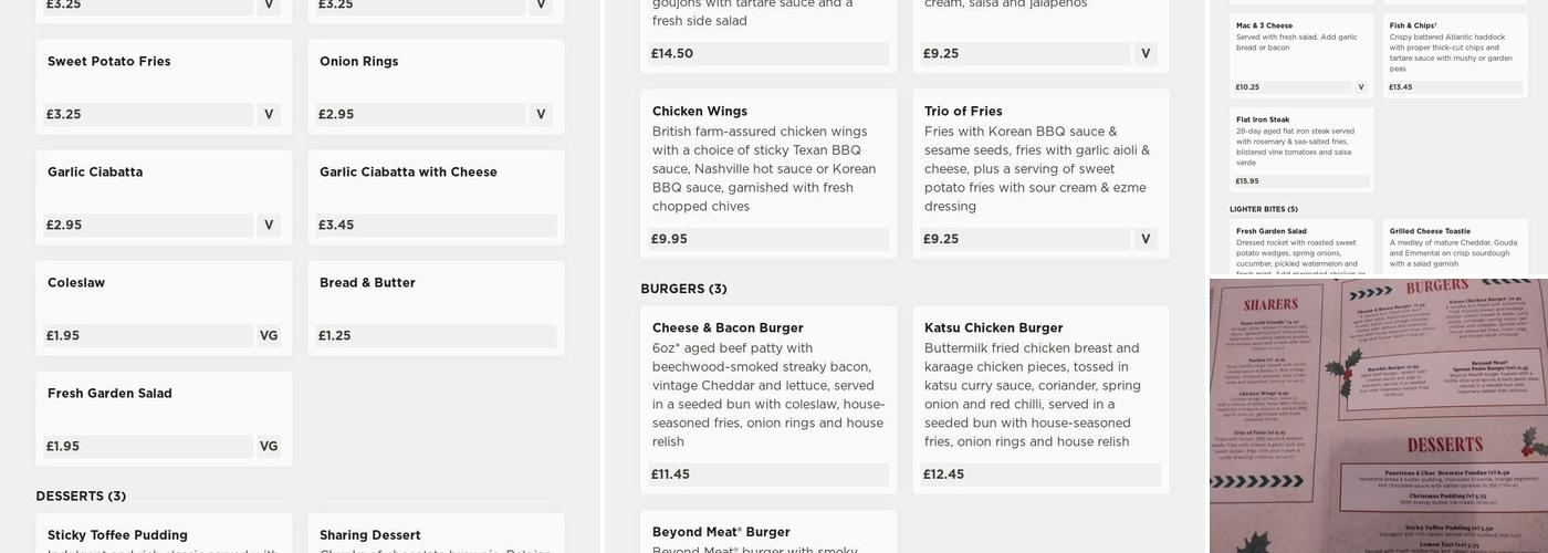 No 2 Baker Street Menu