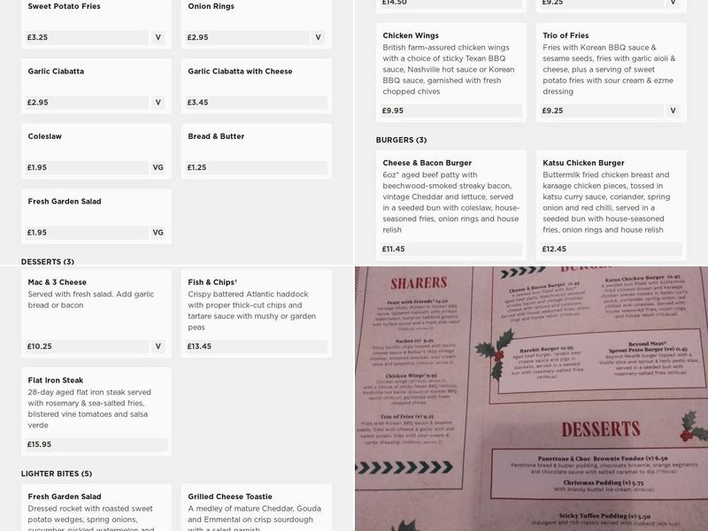 No 2 Baker Street Menu