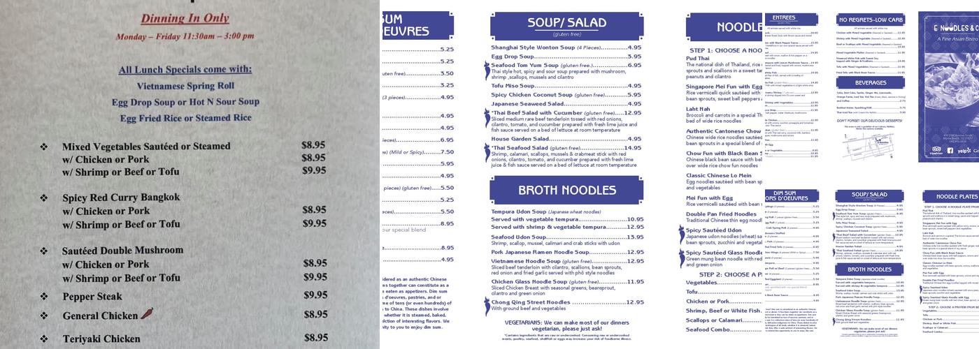 E Noodles & Co. Menu