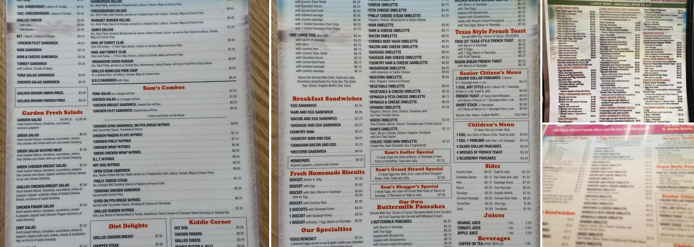 Sam's Place Menu