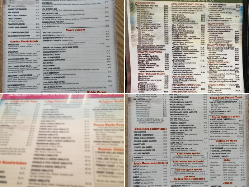 Sam's Place Menu