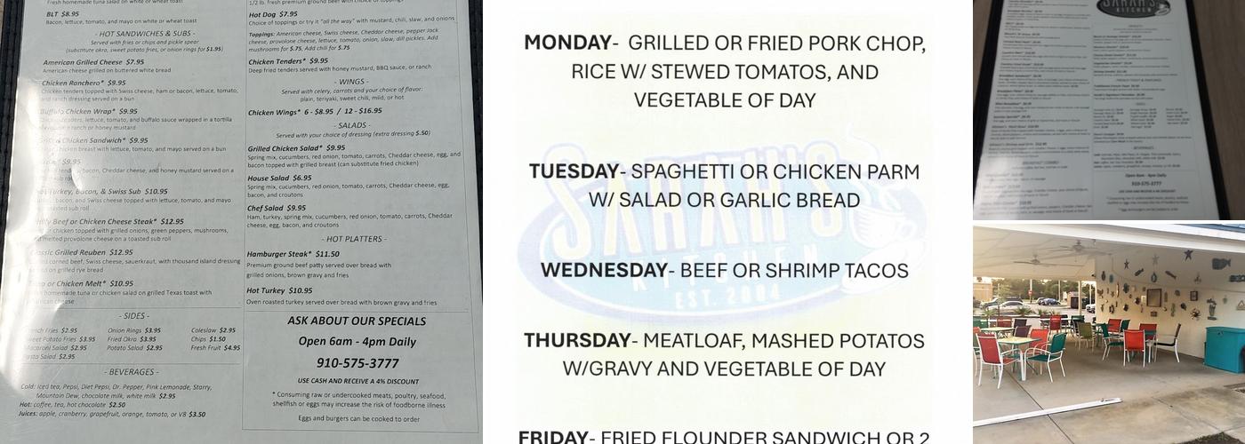 Sarah's Kitchen Menu