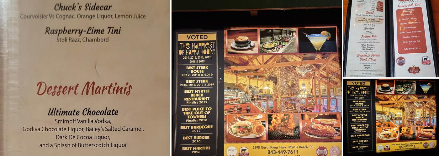 Chuck's Steak House, Myrtle Beach Menu