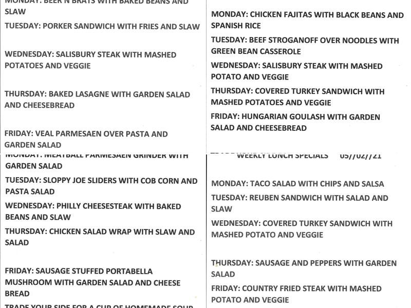 Finish Line Grill Menu