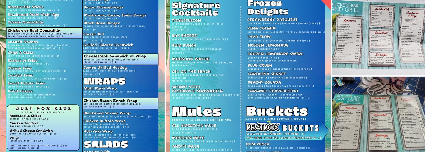 Buckets Bar & Grill Menu