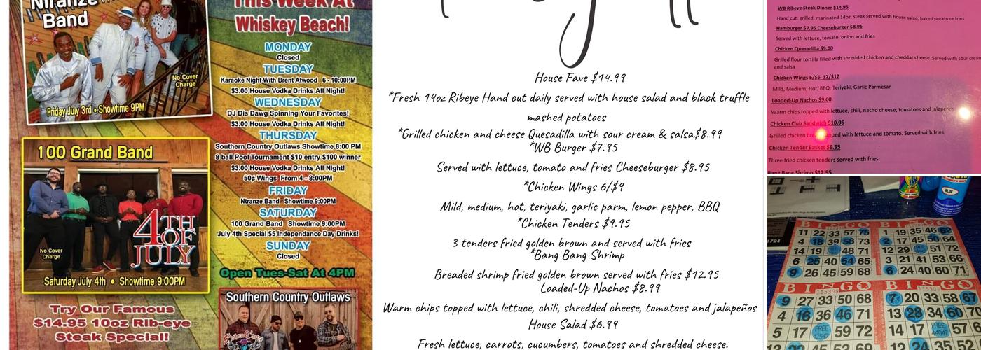 Whiskey Beach Bar & Grill Menu
