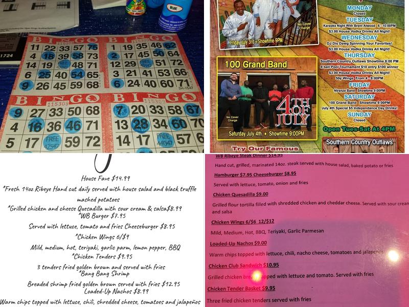 Whiskey Beach Bar & Grill Menu