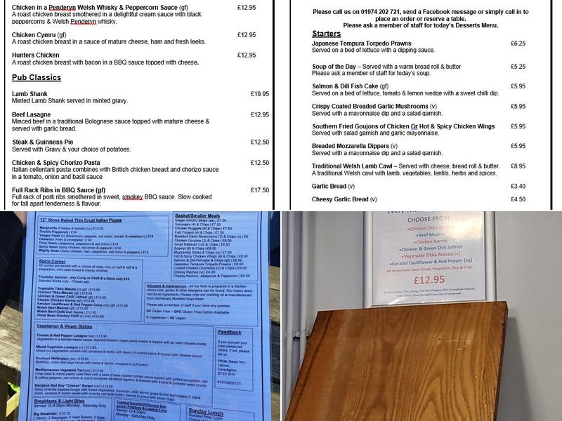 The White Swan Inn Menu