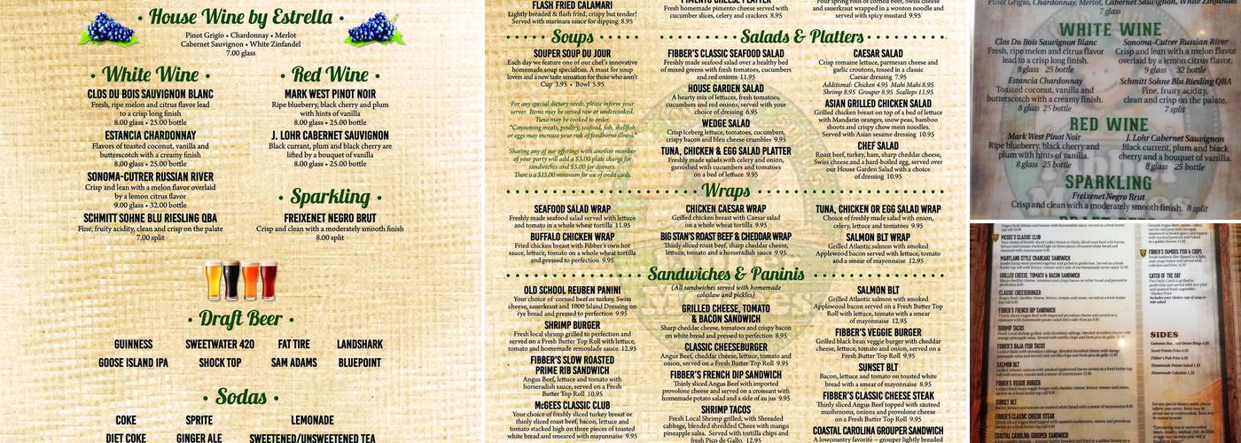 Fibber McGees Menu