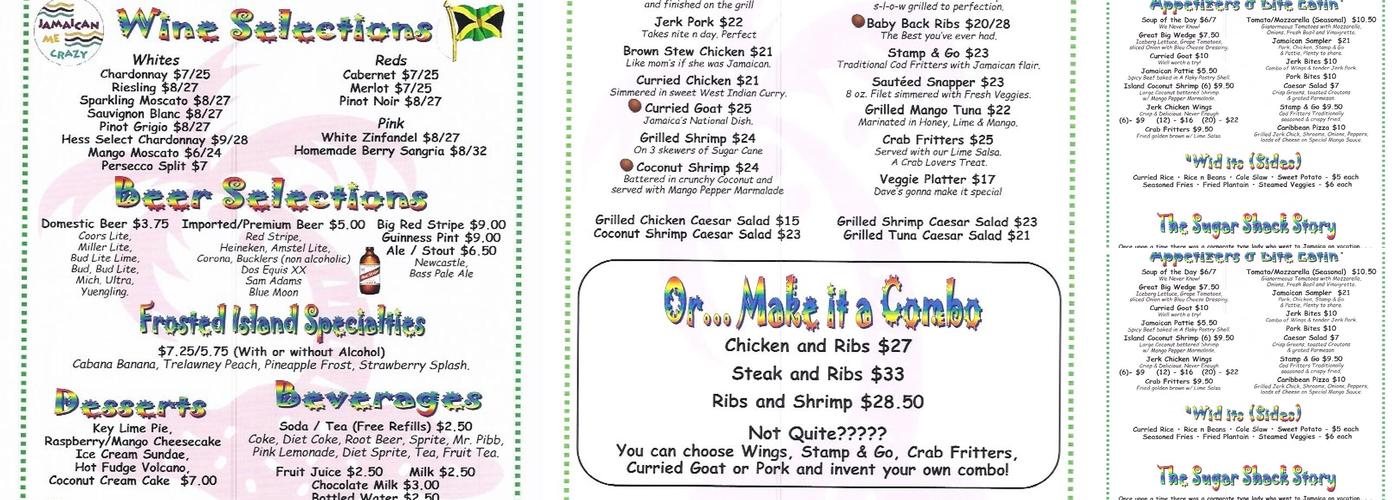 Sugar Shack Menu