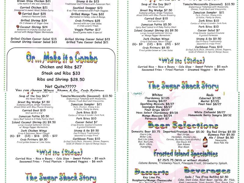 Sugar Shack Menu