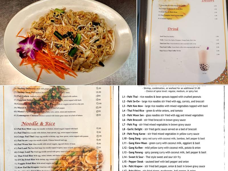 Thai O'Cha Menu