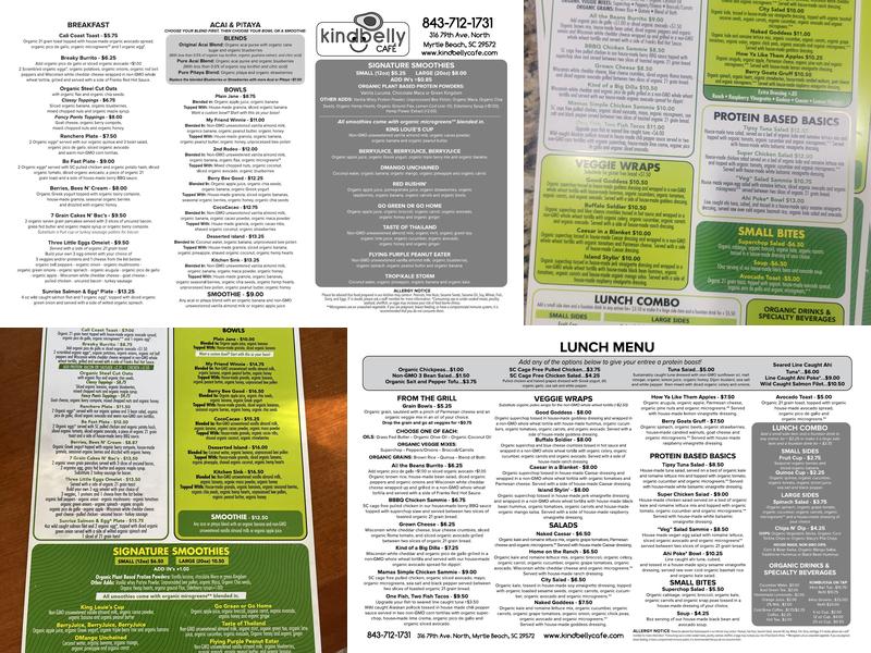 Kindbelly Cafe Menu