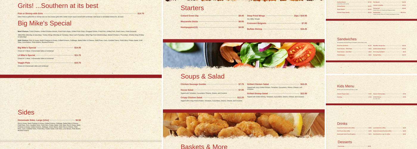 Big Mike's Soul Food Menu