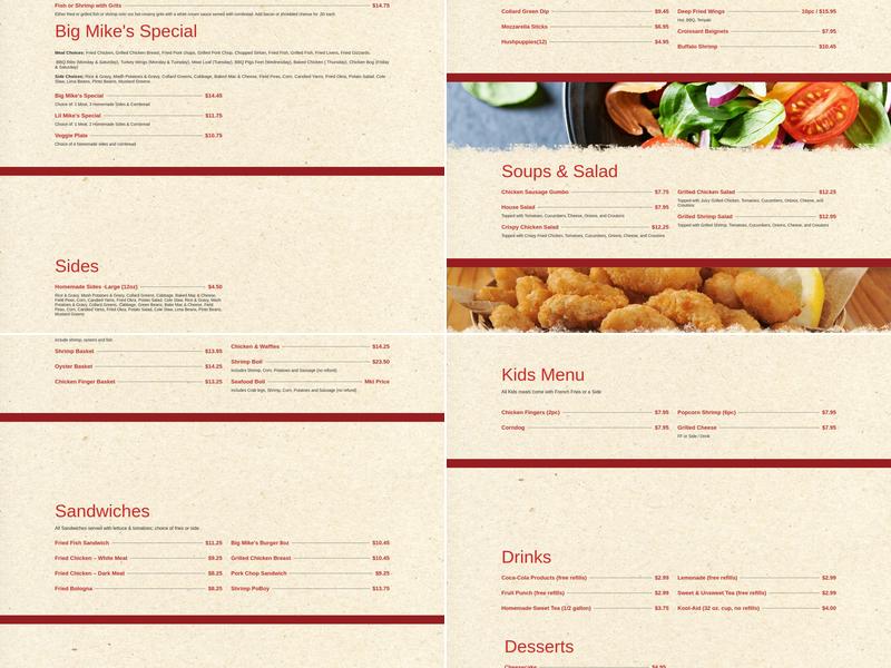 Big Mike's Soul Food Menu