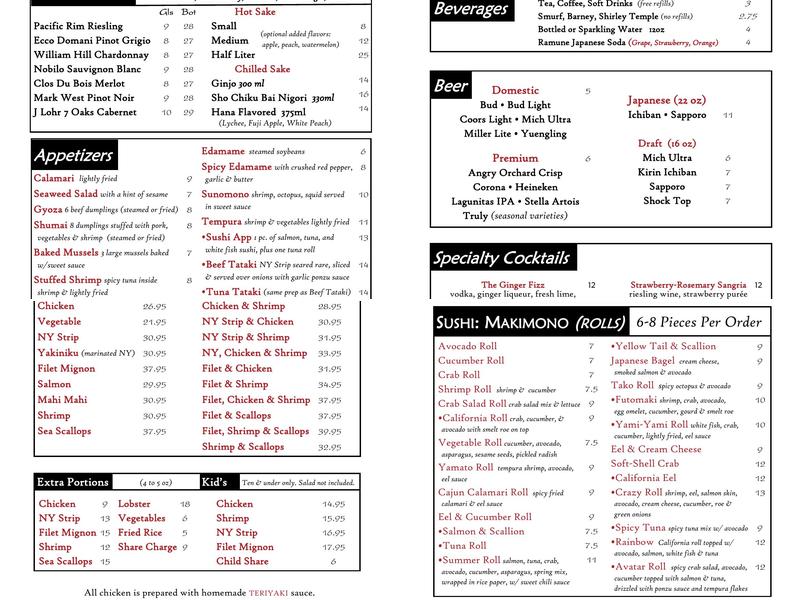 YAMATO Menu