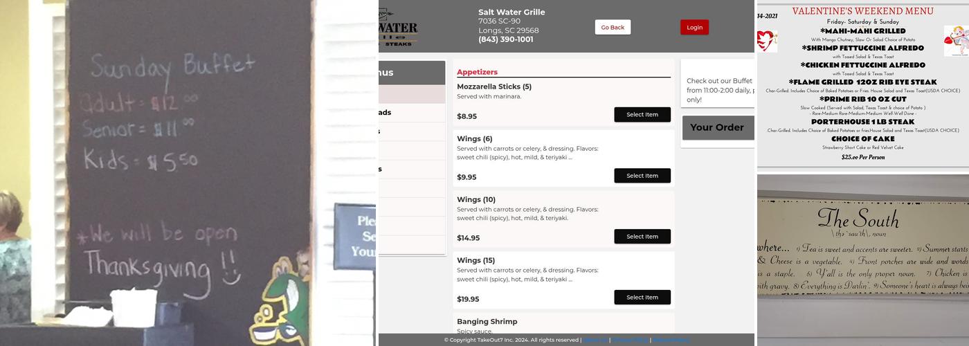 SALT WATER GRILLE Menu