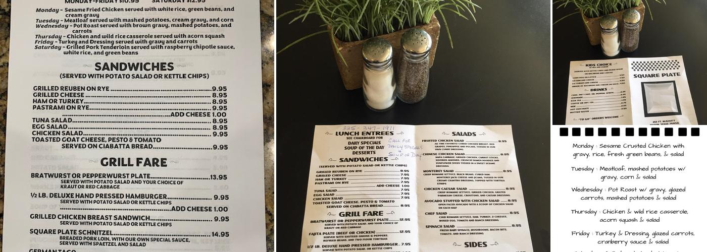 Square Plate Menu