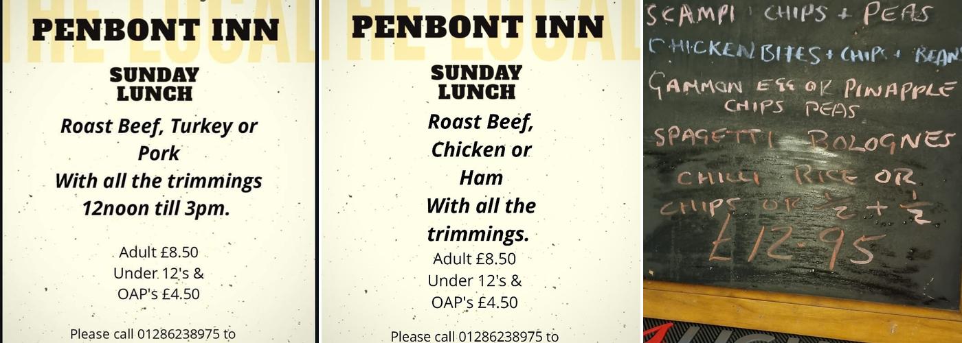 Penbont inn Menu