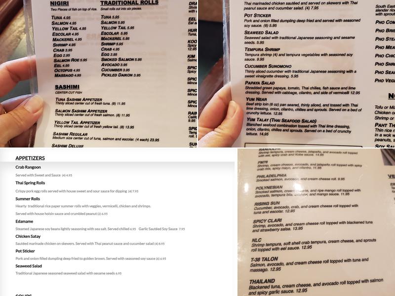 Thai Chef Menu