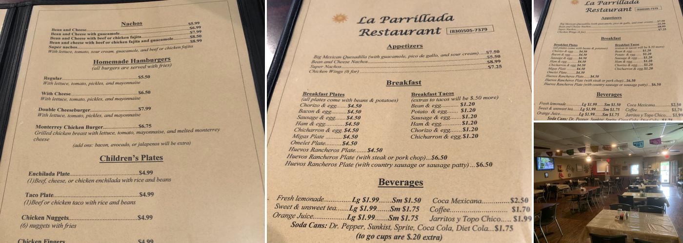 La Parrillada Menu