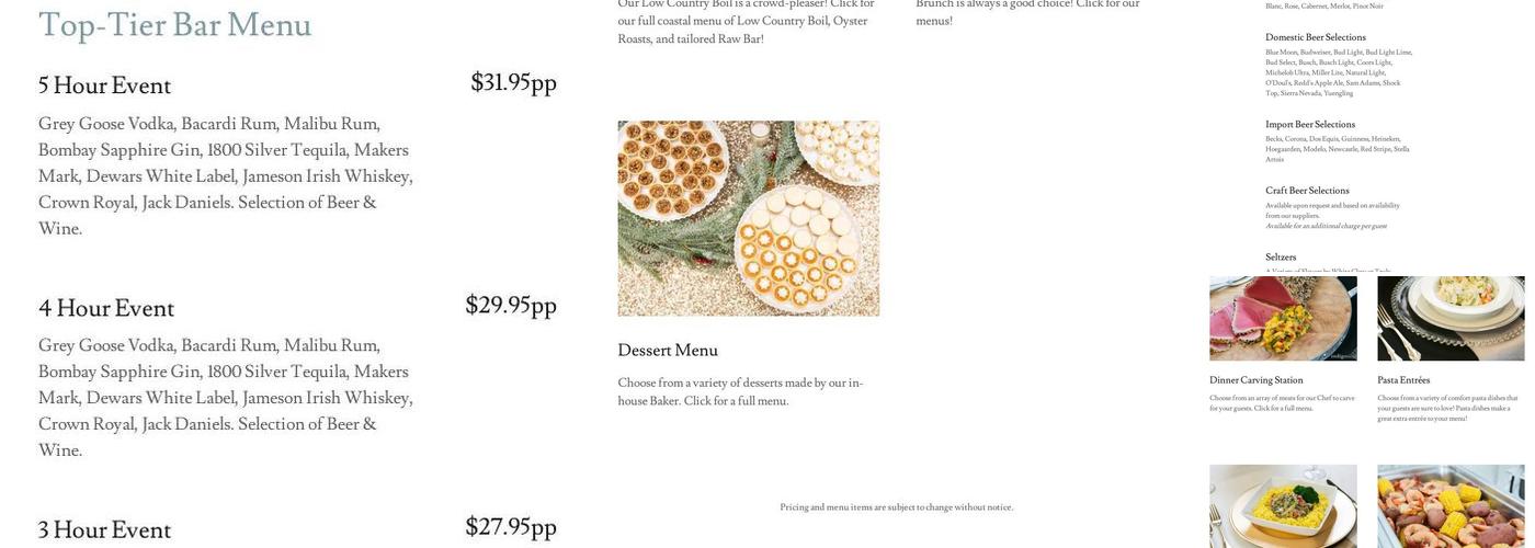 Events at Brick Landing Menu