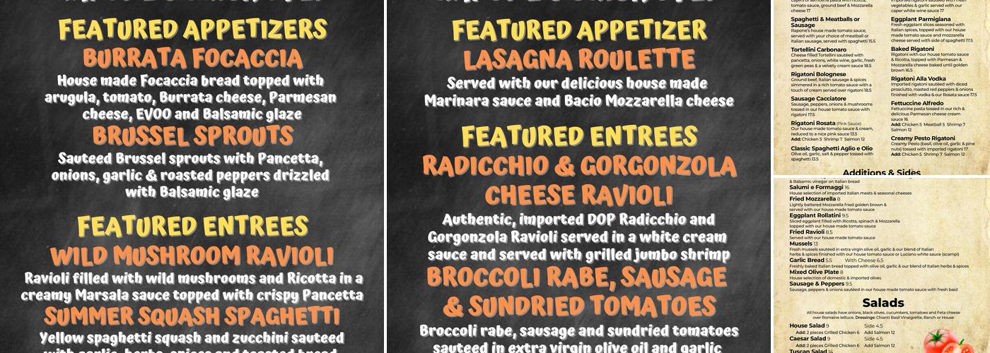 Rapone Original Brick Oven Menu