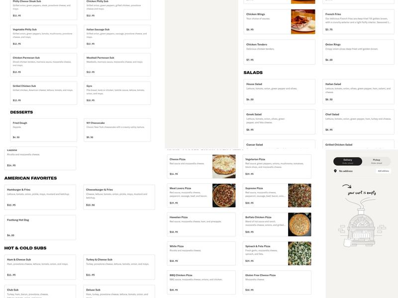 NY pizza kitchen Sky Wheel Menu