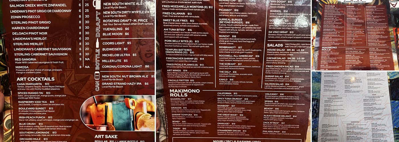 Art Burger Sushi Bar Menu