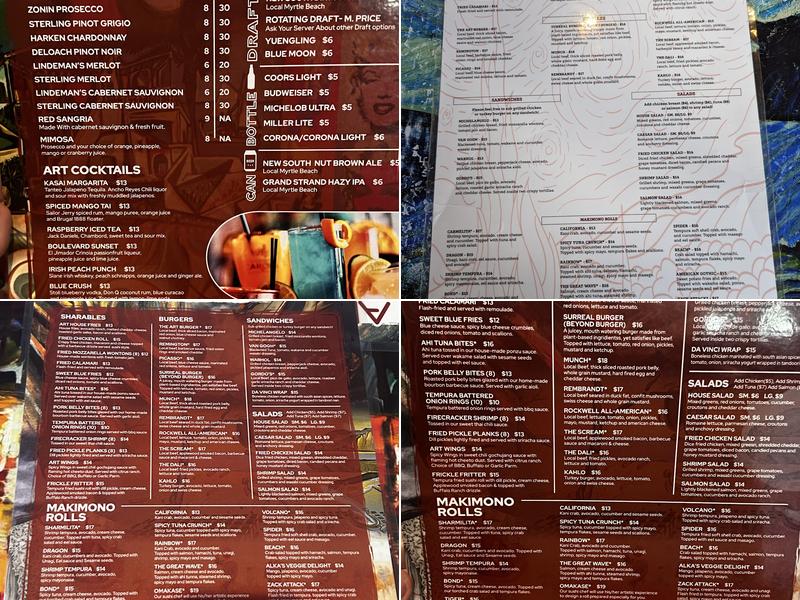 Art Burger Sushi Bar Menu