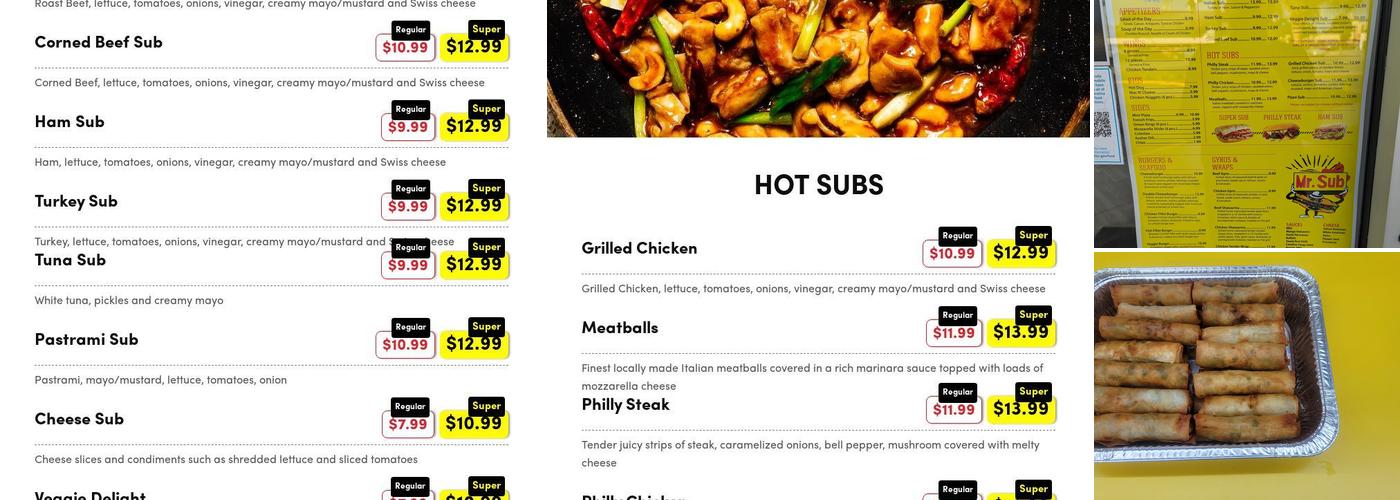 Mr Sub Menu