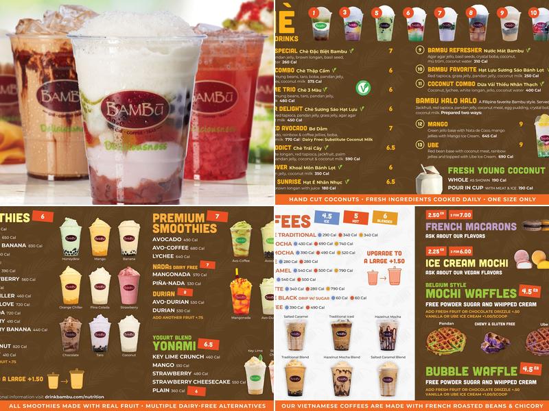 Bambu Desserts & Drinks Menu