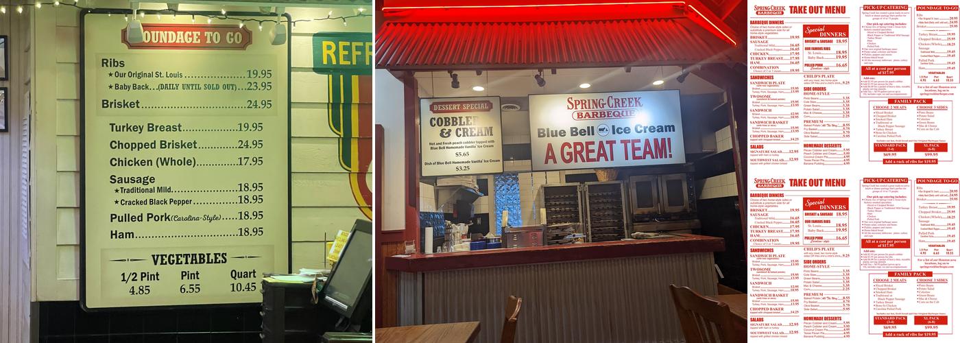 Spring Creek Barbeque Menu