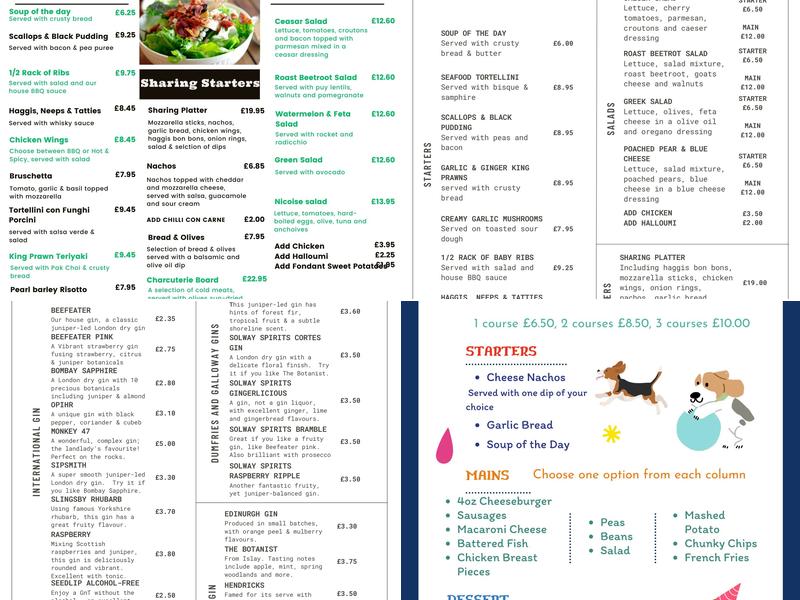 The Beagle Country Pub Menu