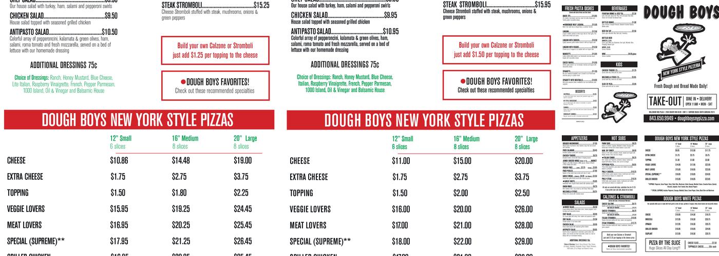 Dough Boys NY Style Pizzeria Menu