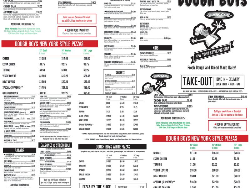 Dough Boys NY Style Pizzeria Menu