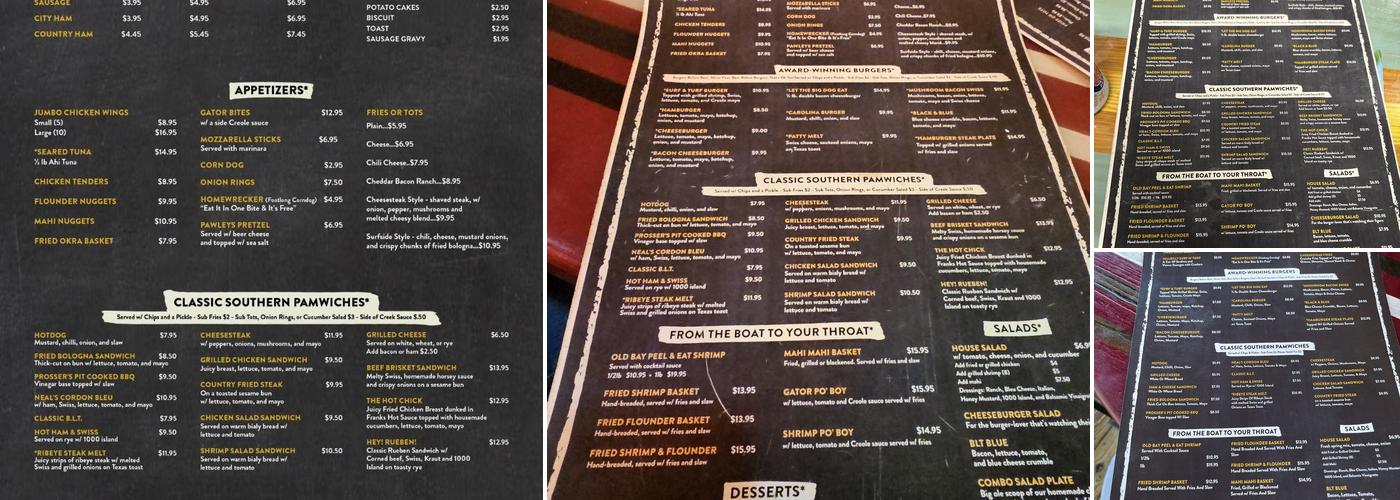 Neal & Pam's Bar and Grill Menu