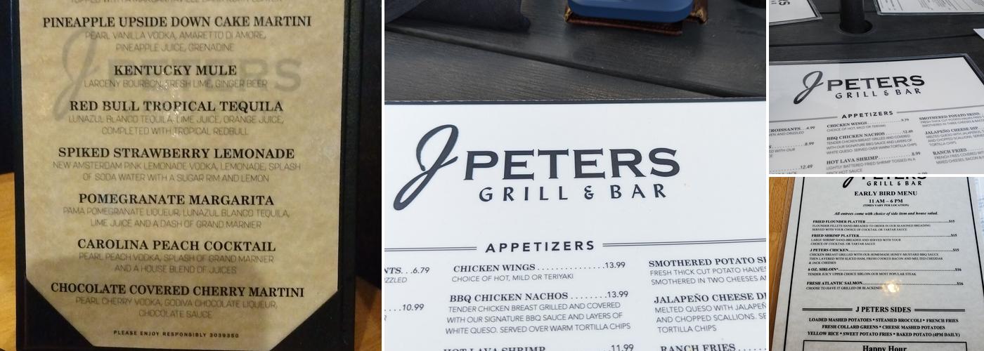 J Peters Grill & Bar - On the MarshWalk Menu