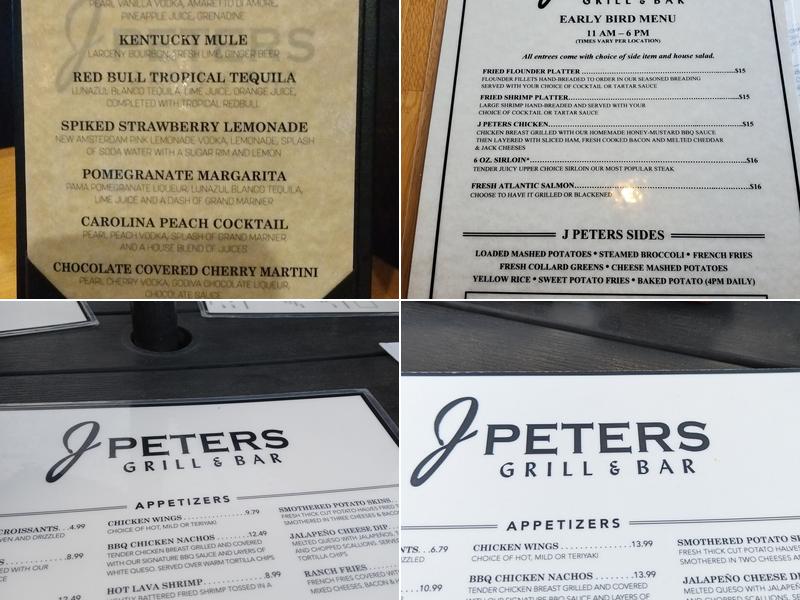 J Peters Grill & Bar - On the MarshWalk Menu