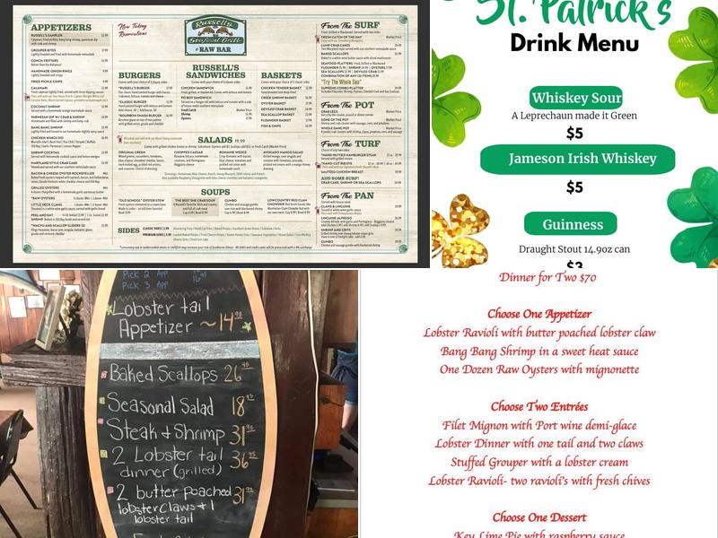 Russell's Seafood Grill Menu