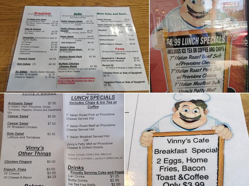 Vinny's Cafe Menu