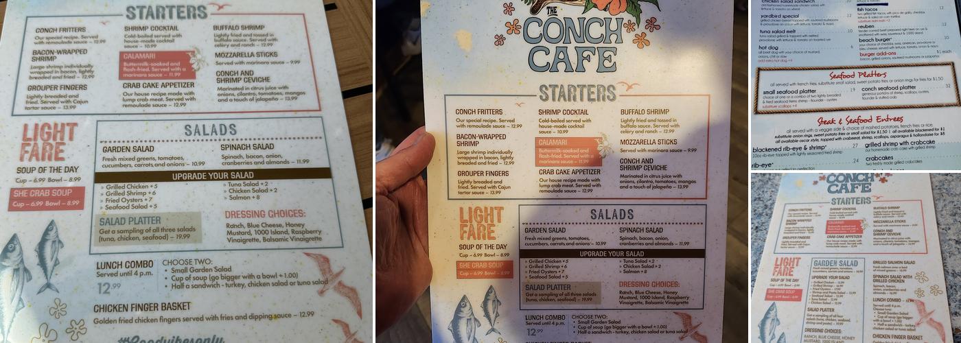 Conch Cafe Menu