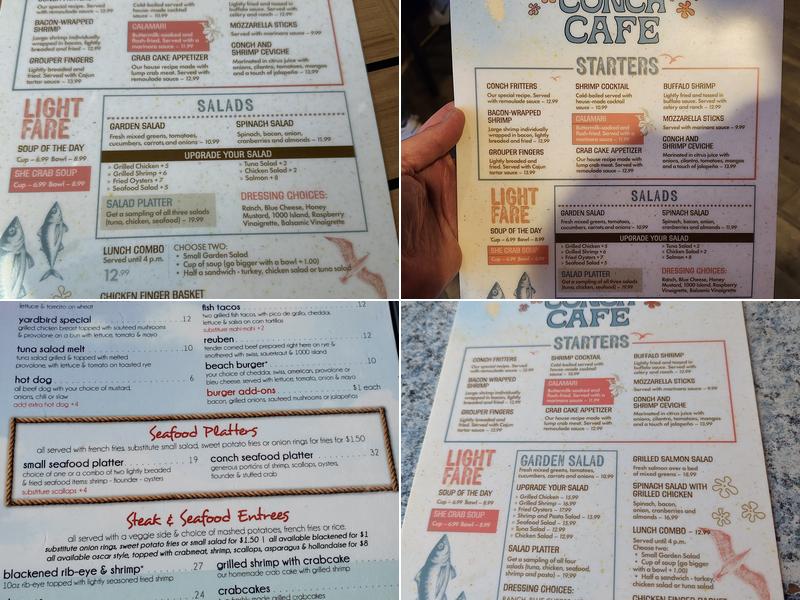 Conch Cafe Menu