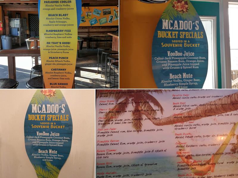 McAdoo's Beach Bar Menu