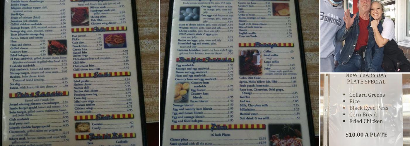 Sam's Corner Menu