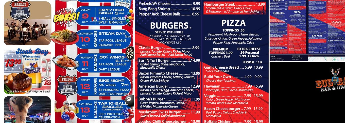 Bubbas Bar and Grill Menu