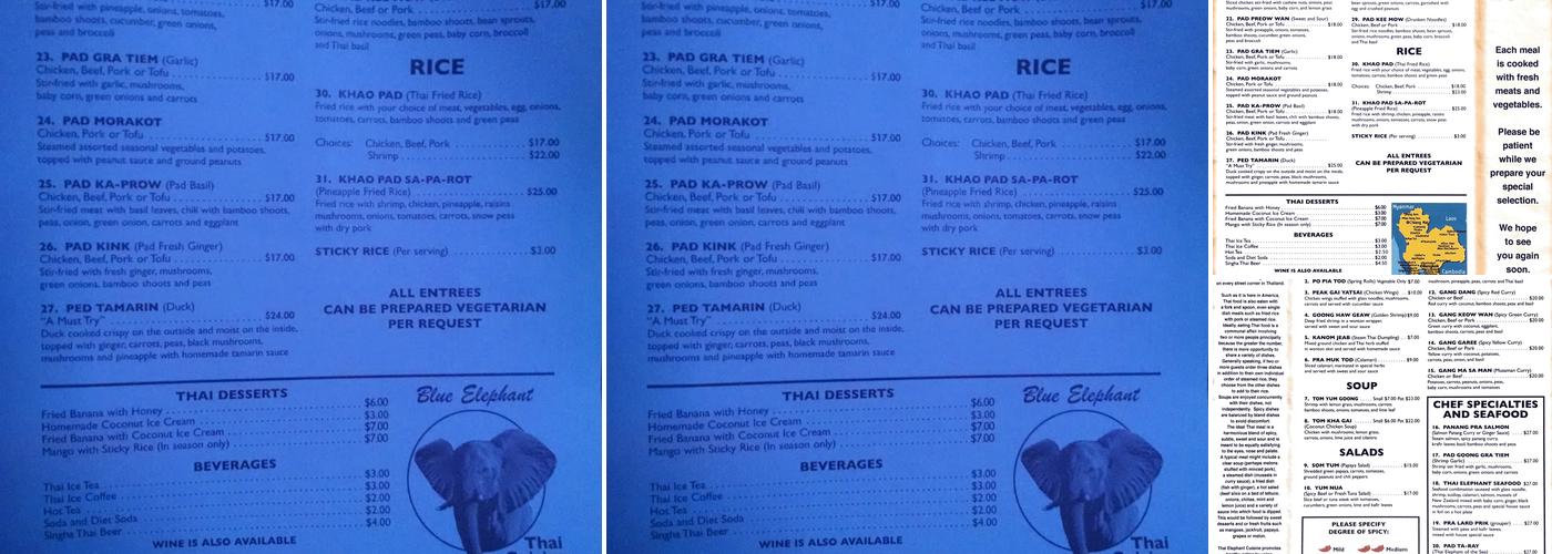 Blue Elephant Thai Cuisine Menu