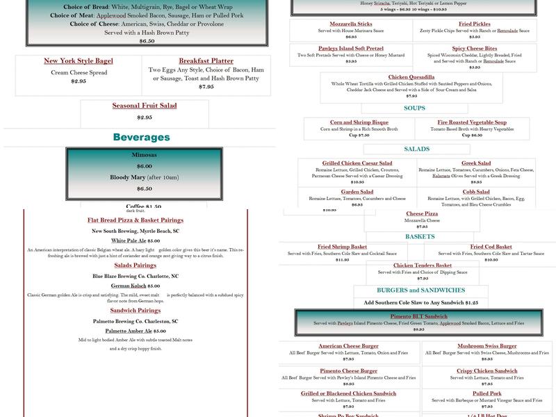 Toasted Tee Grub & Pub Menu