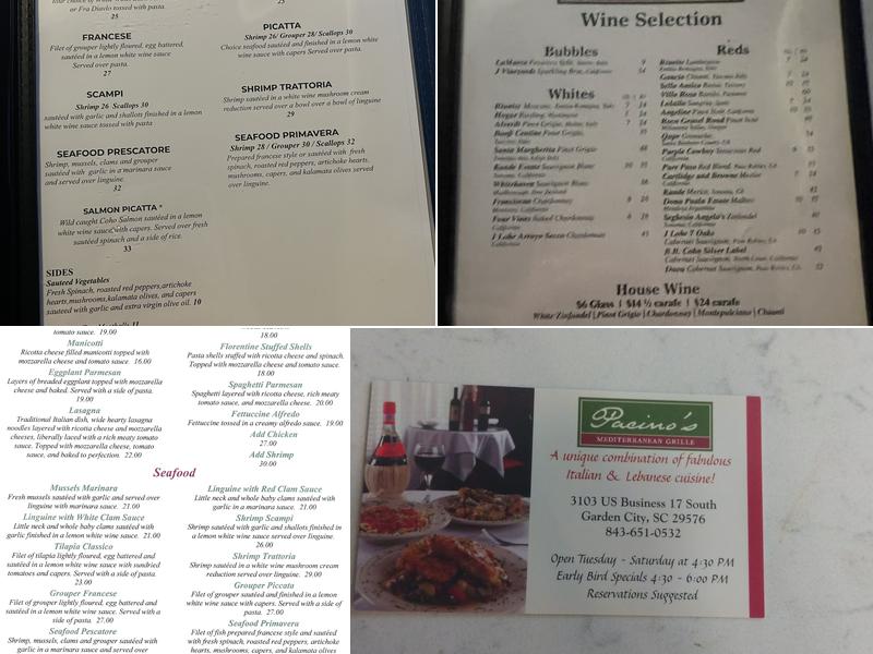 Pacino's Ristorante Menu