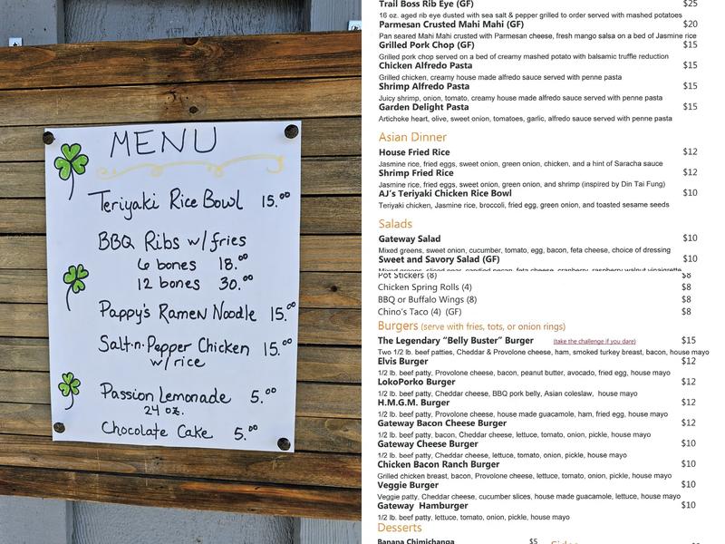 Gateway Cafe Menu
